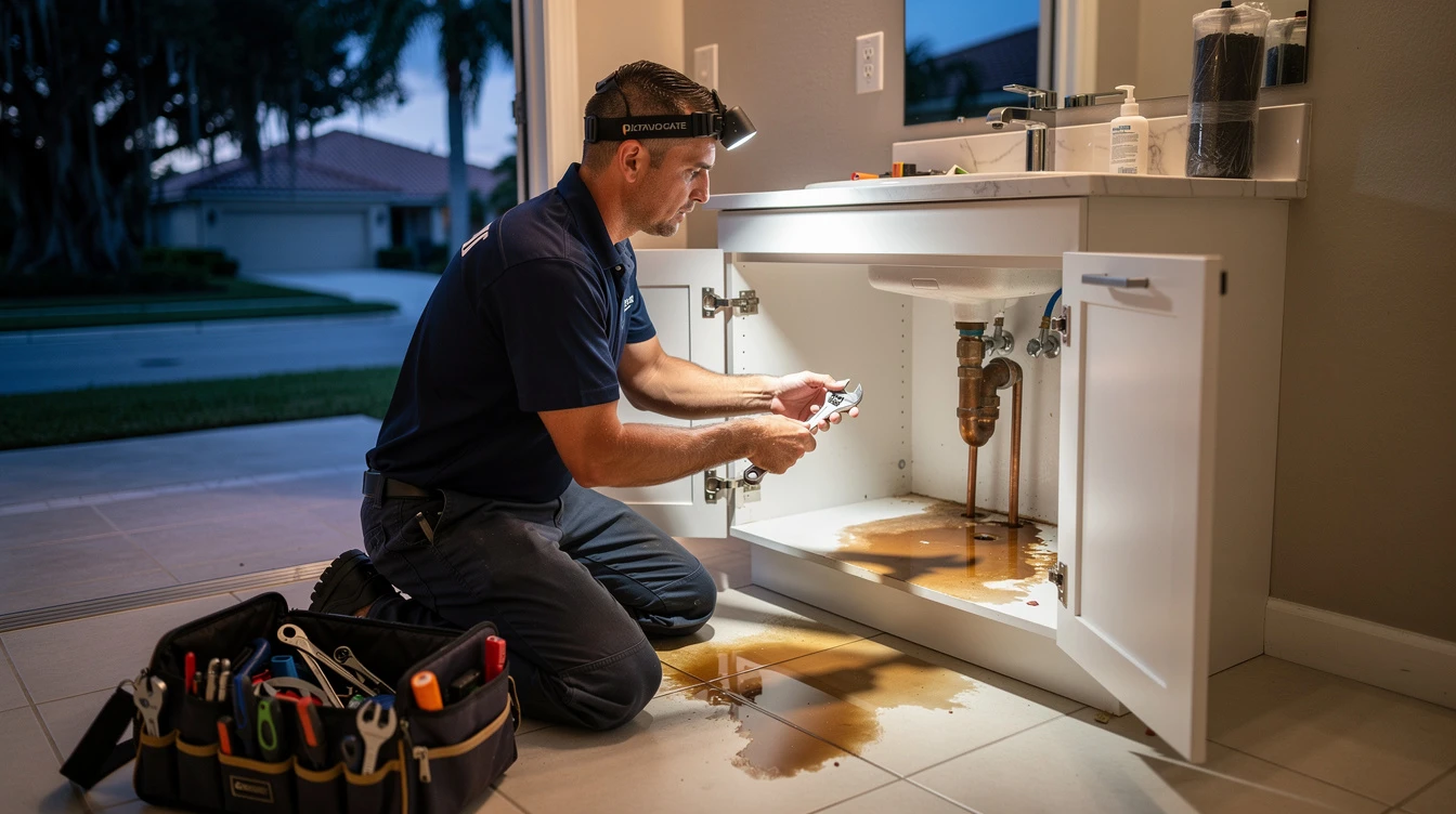Licensed plumber on a Weston area job