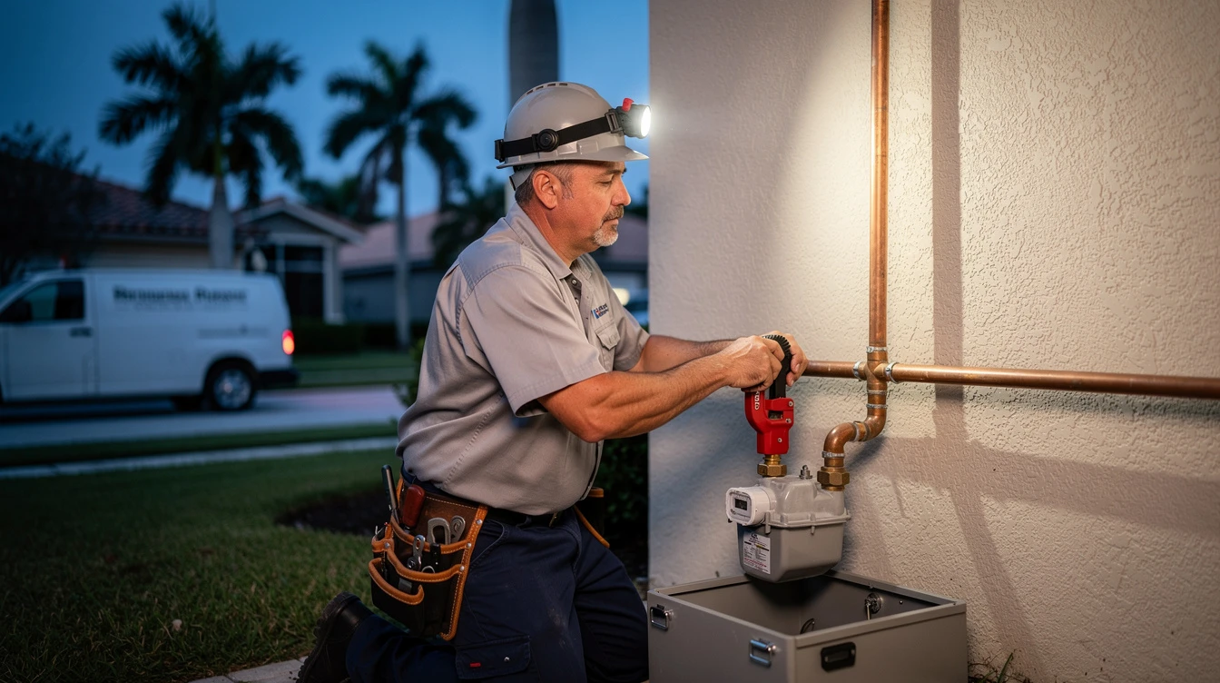 Licensed plumber on a Weston area job