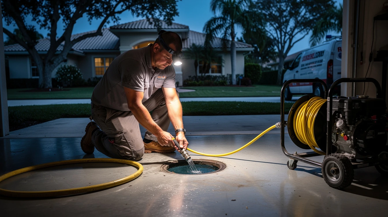 Weston Emergency Plumbing SFL technician working a service call in Boca Raton, FL