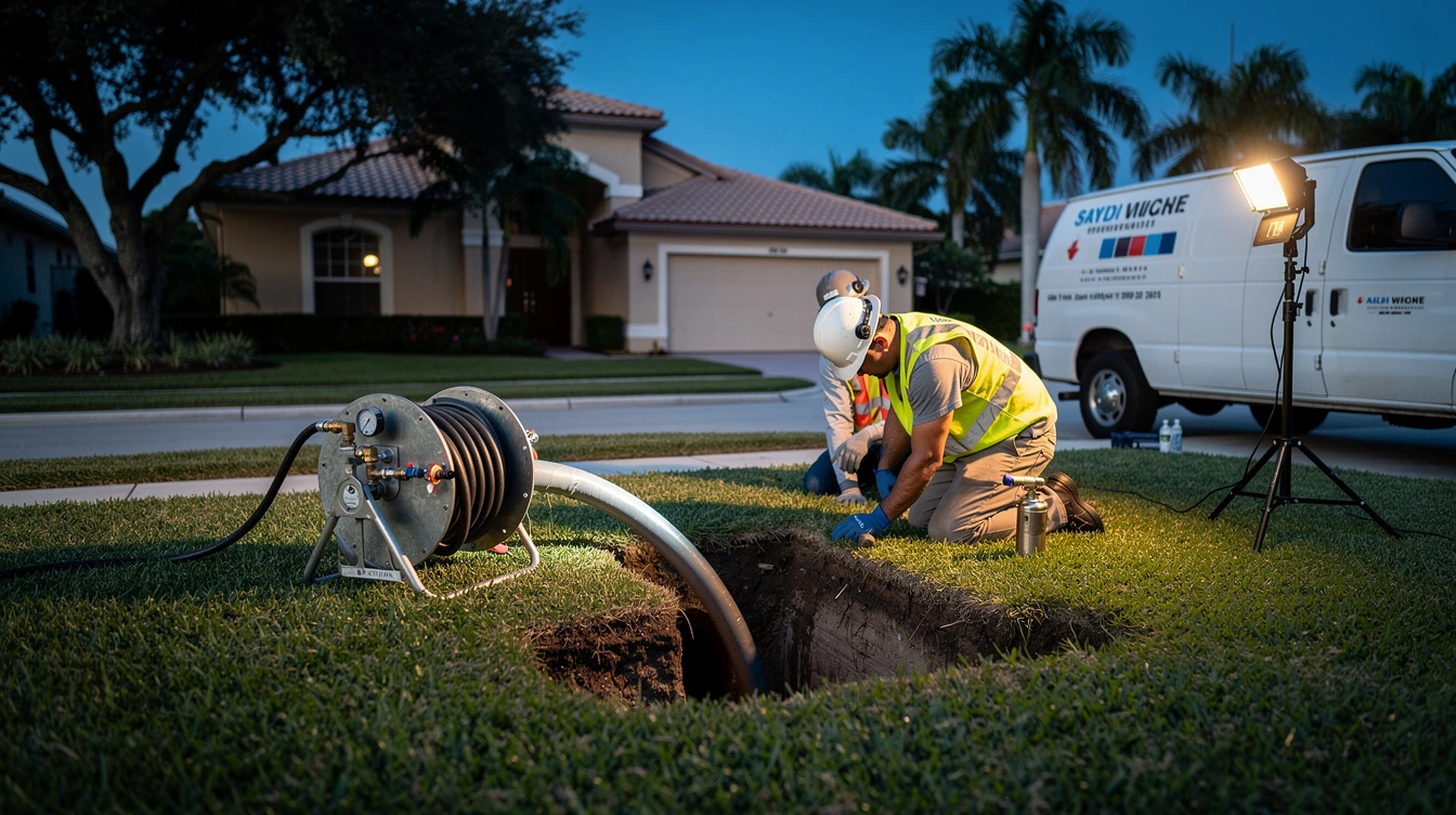 Weston Emergency Plumbing SFL technician working on a residential line in Davie, FL